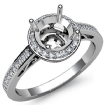 0.5Ct Diamond Engagement Ring Halo Pave Setting 18k White Gold Round Semi Mount - javda.com 