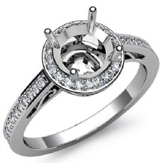 0.50CT Diamond Engagement Ring Halo Pave Setting 14k White Gold Round Semi Mount