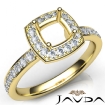 Diamond Engagement Halo Pave Setting Cushion Semi Mount Ring 18k Yellow Gold 0.45Ct - javda.com 