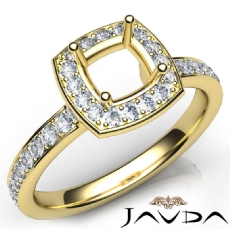 Diamond Engagement Halo Pave Setting Cushion Semi Mount Ring 14k Gold Yellow  (0.45Ct. tw.)