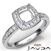 Diamond Engagement Halo Pave Setting Cushion Semi Mount Ring 18k White Gold 0.95Ct - javda.com 