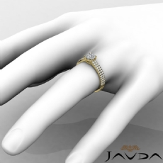 French U Pave 2 Row Shank diamond Ring 18k Gold Yellow