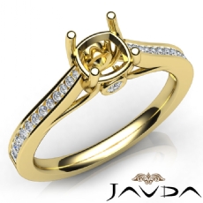 Channel Setting Diamond Engagement Cushion Semi Mount Ring 18k Gold Yellow  (0.3Ct. tw.)