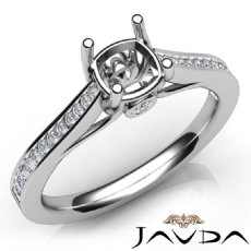 Channel Setting Diamond Engagement Cushion Semi Mount Ring 14K White Gold 0.30Ct