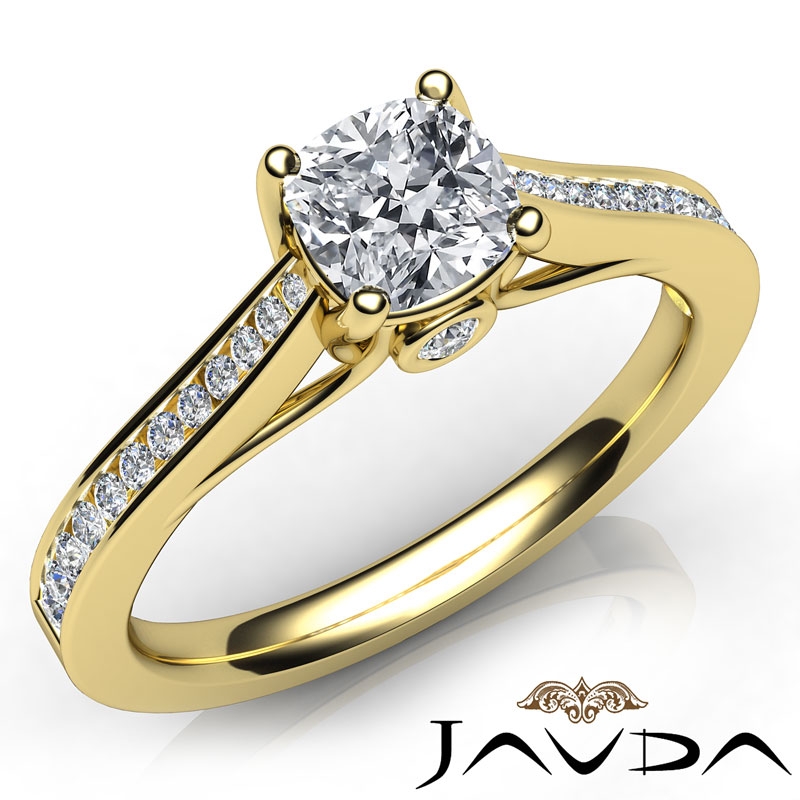 Channel Set Bezel accent diamond Ring 14k Gold Yellow