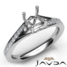 Pave Set Tapered Diamond Engagement Cushion Semi Mount Ring 14K W Gold 0.35Ct