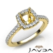 Diamond Engagement Cushion Semi Mount Shared Prong Setting Ring 18k Yellow Gold 1Ct - javda.com 