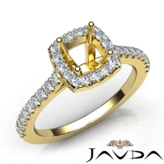 Diamond Engagement Cushion Semi Mount Shared Prong Setting Ring 14k Gold Yellow  (0.5Ct. tw.)