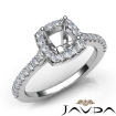 Diamond Engagement Cushion Semi Mount Shared Prong Setting Ring Platinum 950 0.8Ct - javda.com 