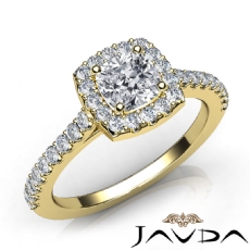 French Set Halo Cathedral diamond Ring 14k Gold Yellow
