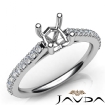 Double Prong Setting Diamond Engagement Cushion Semi Mount Ring 14k White Gold 0.3Ct - javda.com 