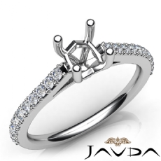 Double Prong Setting Diamond Engagement Cushion Semi Mount Ring 14K W Gold 0.3Ct