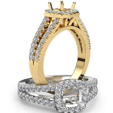 Gorgeous Halo Prong Diamond Engagement Cushion Semi Mount Ring 18k Gold Yellow  (0.75Ct. tw.)