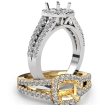 Gorgeous Halo Prong Diamond Engagement Cushion Semi Mount Ring 14k White Gold 1Ct - javda.com 