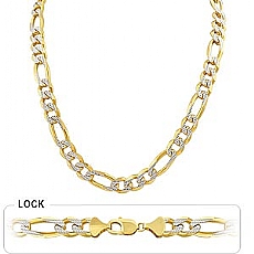 14k 2Tone Gold Men's Solid Figaro Chain (11.60mm,26