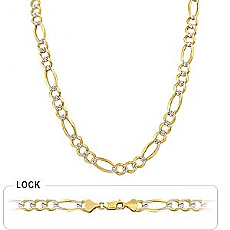 14k 2Tone Gold Men's Solid Figaro Chain (8.50mm,26
