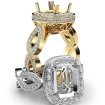 Cushion Semi Mount Diamond Engagement Ring 18k Yellow Gold Halo Pave Set 1.3Ct - javda.com 