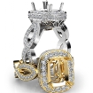 Cushion Semi Mount Diamond Engagement Ring 18k White Gold Halo Pave Set 1.3Ct - javda.com 