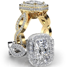 Infinite Twist Halo Filigree diamond Ring 14k Gold Yellow