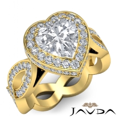 Circa Halo Pave Twisted Shank diamond Ring 14k Gold Yellow