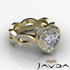 Circa Halo Pave Twisted Shank diamond Ring 18k Gold Yellow