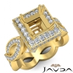 Princess Diamond Engagement Ring Halo Pave Set Semi Mount 18k Yellow Gold 1.3Ct - javda.com 