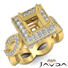 Princess Diamond Engagement Ring Halo Pave Set Semi Mount 14k Gold Yellow  (1.3Ct. tw.)