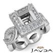 Princess Diamond Engagement Ring Halo Pave Set Semi Mount 14k White Gold 1.3Ct - javda.com 