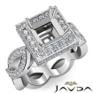 Princess Diamond Engagement Ring Halo Pave Set Semi Mount 18k White Gold 1.3Ct - javda.com 