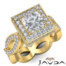 Twisted Shank Halo Pave Set diamond  14k Gold Yellow