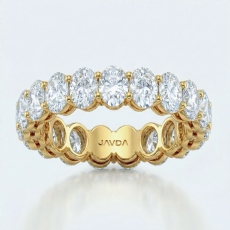 Women's Prong Set Oval Lab Grown Diamond Eternity Wedding Band 14k Gold Yellow  (4.5Ct. tw.)