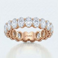 Women's Prong Set Oval Lab Grown Diamond Eternity Wedding Band 18k Rose Gold  (4.5Ct. tw.)