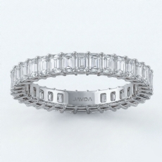 Emerald Lab Grown Diamond Shared Prong Women Wedding Band 18k Gold White  (2.35Ct. tw.)