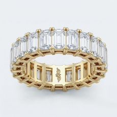 Emerald Cut Diamond Duet Prong Eternity Wedding Women Band Ring 14k Gold Yellow  (4.5Ct. tw.)