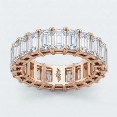 Emerald Cut Diamond Duet Prong Eternity Wedding Women Band Ring 18k Rose Gold  (4.5Ct. tw.)