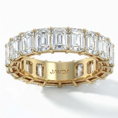 Emerald Lab-Grown Diamond Women Shared Prong Wedding Band 14k Gold Yellow  (7.6Ct. tw.)