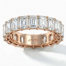 Emerald Lab-Grown Diamond Women Shared Prong Wedding Band 18k Rose Gold  (7.6Ct. tw.)