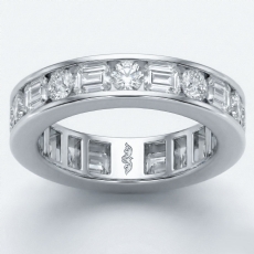 Round Emerald Diamond Womens Eternity Wedding Band 14k W Gold 2.4Ctw