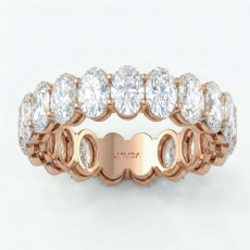 Oval Lab Grown Diamond Women's Shared Prong Wedding Band 18k Rose Gold  (5.05Ct. tw.)