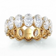 Shared Prong Oval Lab Grown Diamond Eternity Wedding Band 14k Gold Yellow  (10.1Ct. tw.)