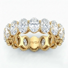 Oval Lab-Grown Diamond Shared Prong Women Wedding Band 14k Gold Yellow  (6.75Ct. tw.)