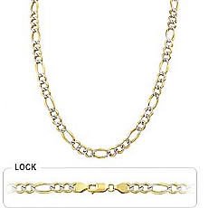 14k 2Tone Gold Men's Solid Figaro Chain (6.70mm,22