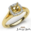 Diamond Engagement Cushion Semi Mount 18k Yellow Gold Halo Pave Setting Ring 0.45Ct - javda.com 
