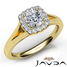 Classic Halo Pave Split Shank diamond Ring 18k Gold Yellow