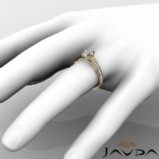 Bridge Accent Petite Pave Set diamond Ring 14k Gold Yellow