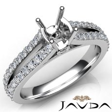 Cushion Cut Diamond Engagement Split Shank Semi Mount Ring 14K White Gold 0.65Ct