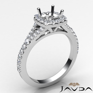 Diamond Engagement 14k Gold White Halo Pave Setting Cushion Semi Mount Ring 0.5Ct