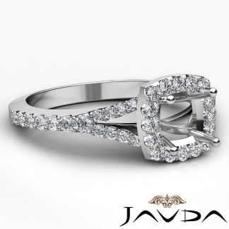 Diamond Engagement 14k Gold White Halo Pave Setting Cushion Semi Mount Ring 0.5Ct