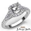 Diamond Engagement 14k Gold White Halo Pave Setting Cushion Semi Mount Ring 0.5Ct