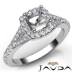 Diamond Engagement Platinum 950 Halo Pave Setting Cushion Semi Mount Ring 0.5Ct - javda.com 